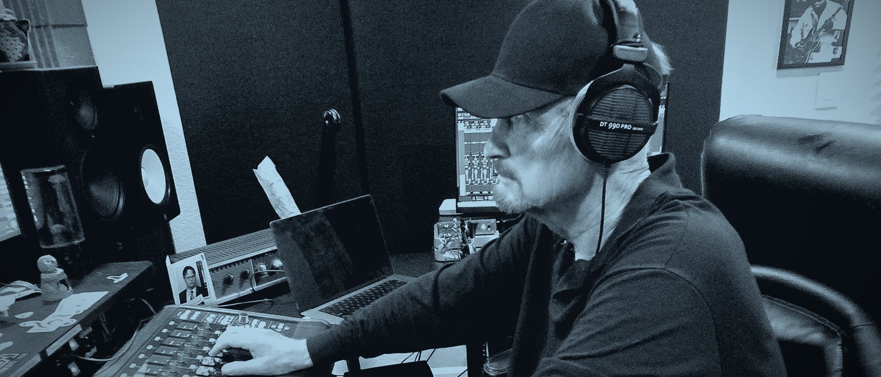 StevieG at the console in the VeeVeeVee studio
